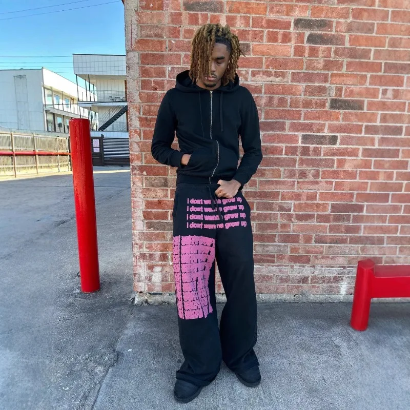 

Мужские брюки Y2K: Свободные спортивные штаны, уличная одежда, черные зимние брюки для мужчин 2026