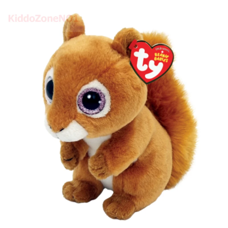 15cm Ty Beanie Big Eyes Stuffed Plush Toy Soft Cute Animal Doll Brown Squirrel  Squire Children Birthday Christmas Gifts