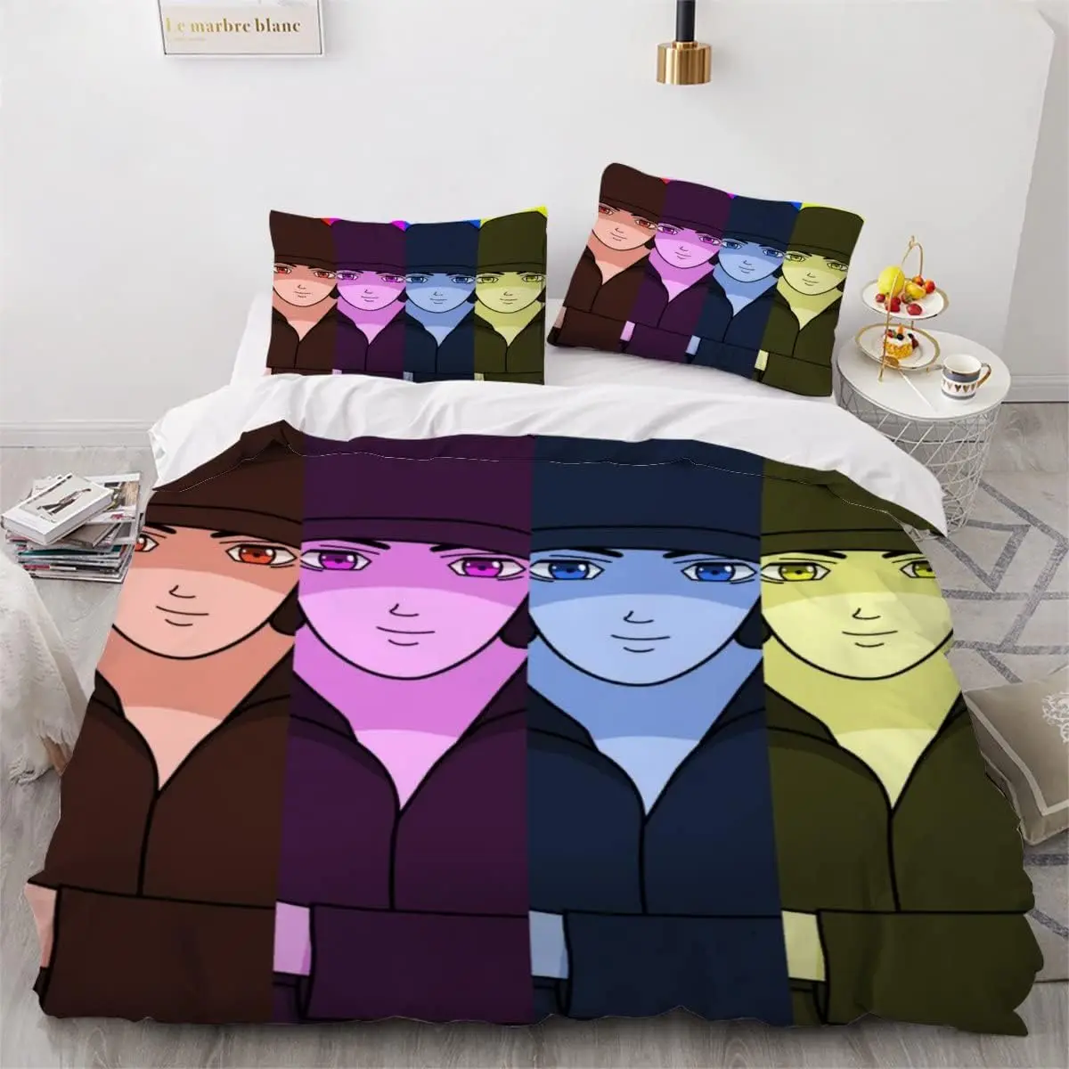 Duvet Cover 3D Cartoon Bedding Set 135×200 Quilt Cover Pillowcase 3 Pieces Anime Boy Soft 100% Superfine Fiber Zipper Closure