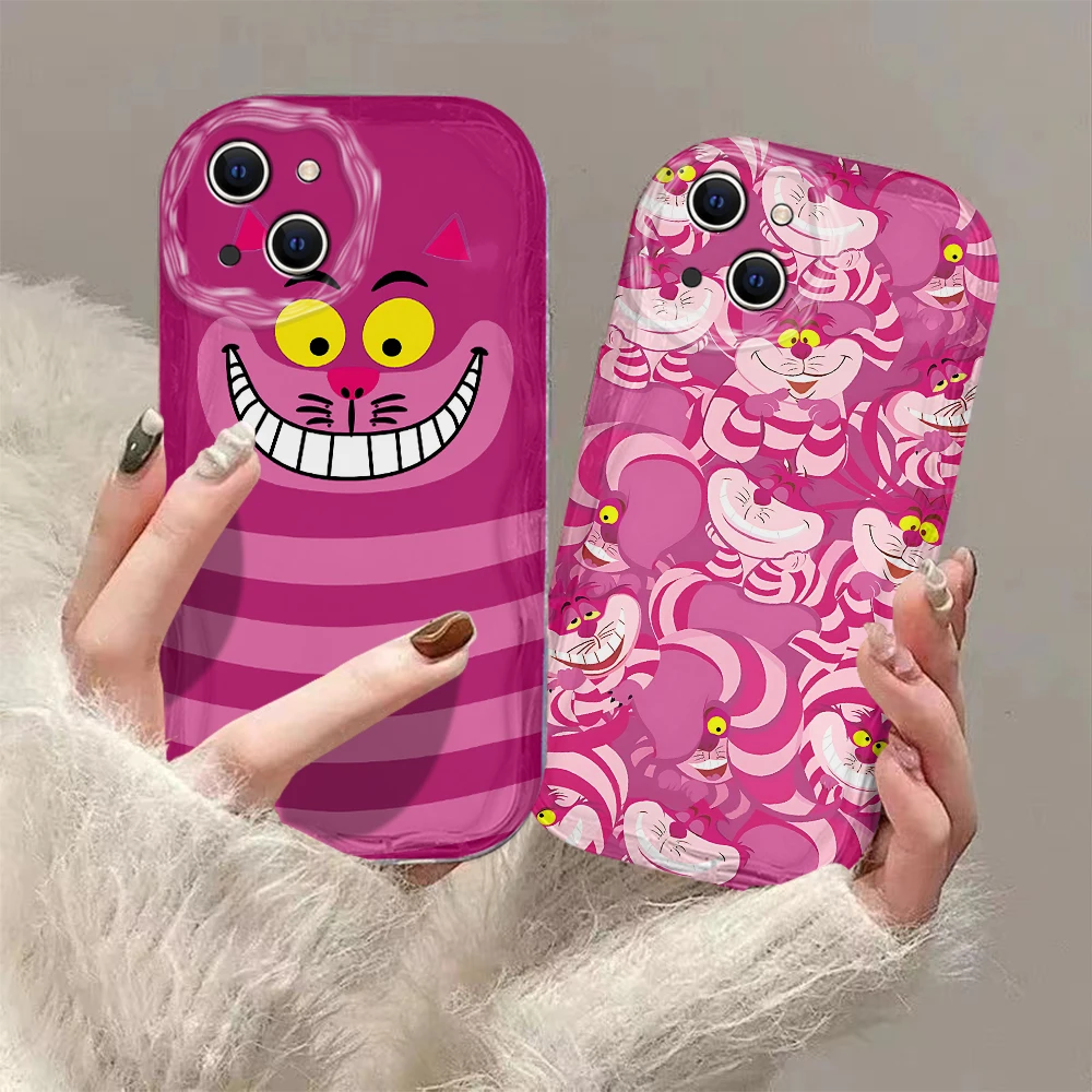 Cute Alice Cheshire Cat 3D Wave Case For Xiaomi Mi 14 12 12T 11 Lite Poco M6 X6 X5 X4 F4 X3 M3 Pro 4G 5G Soft Silicone Cover