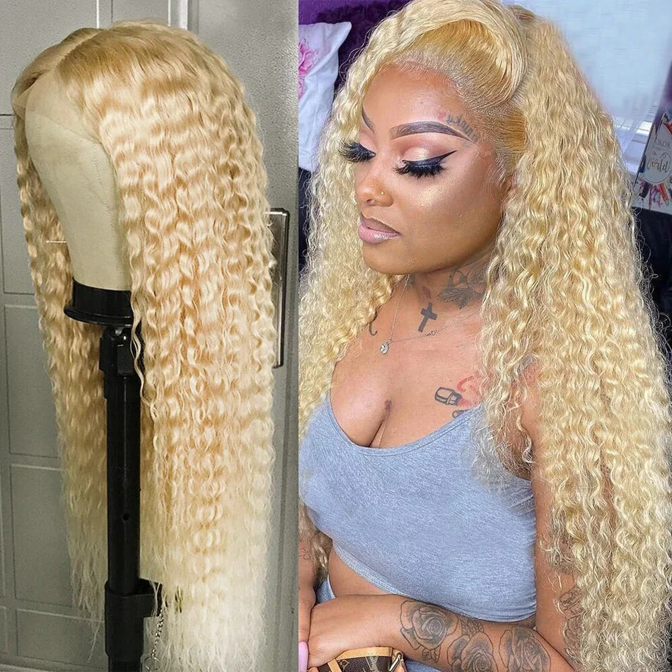 613 Deep Wave Frontal Wig  13x4 Water Wave Lace Front Wig30 38 Inch Honey Blond 13x6 Hd Blonde Lace Front Curly Human Hair Wigs