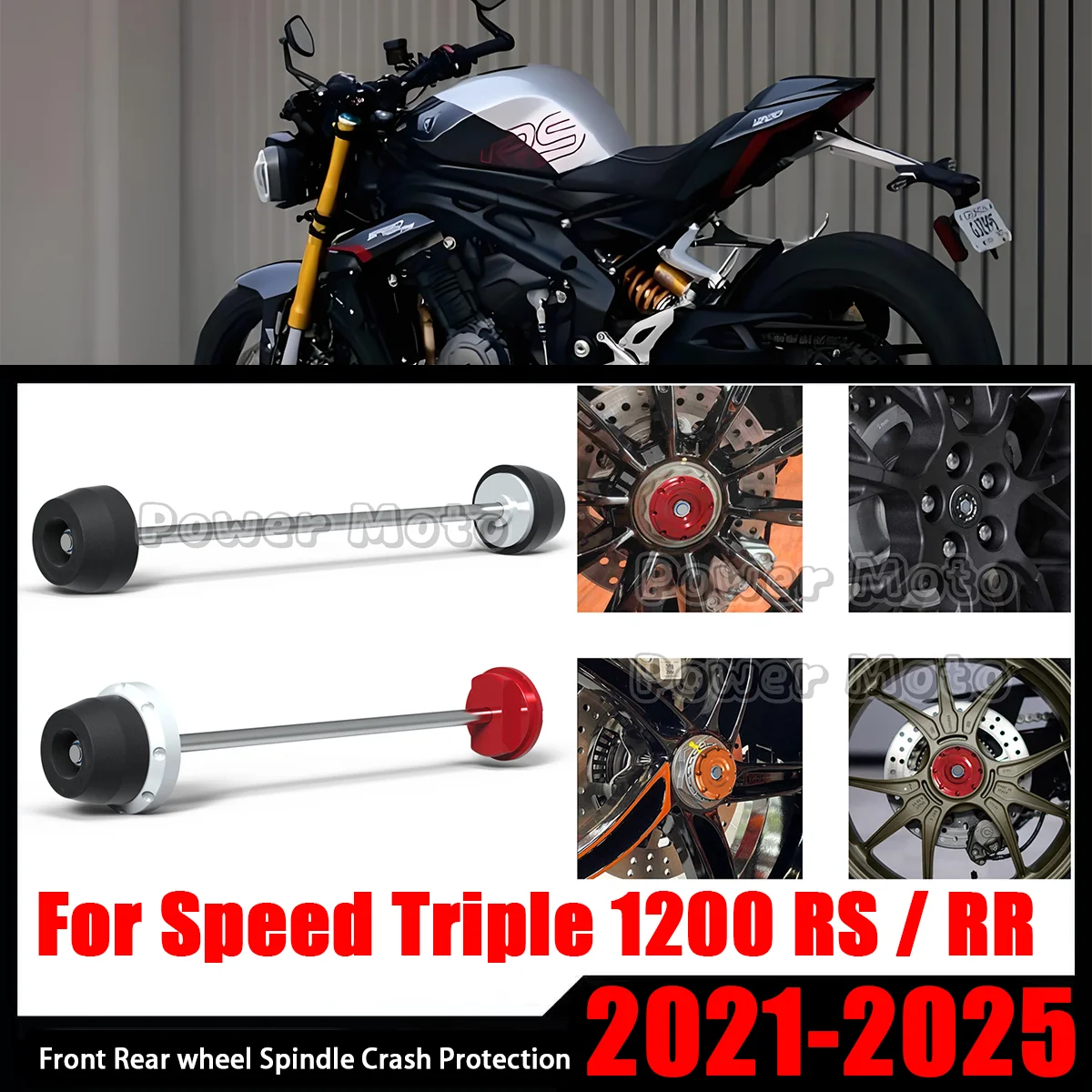 

For Speed Triple 1200 RS 2021-2025 /Speed Triple 1200 RR 2022-2024 Front Rear wheel Spindle Crash Protection