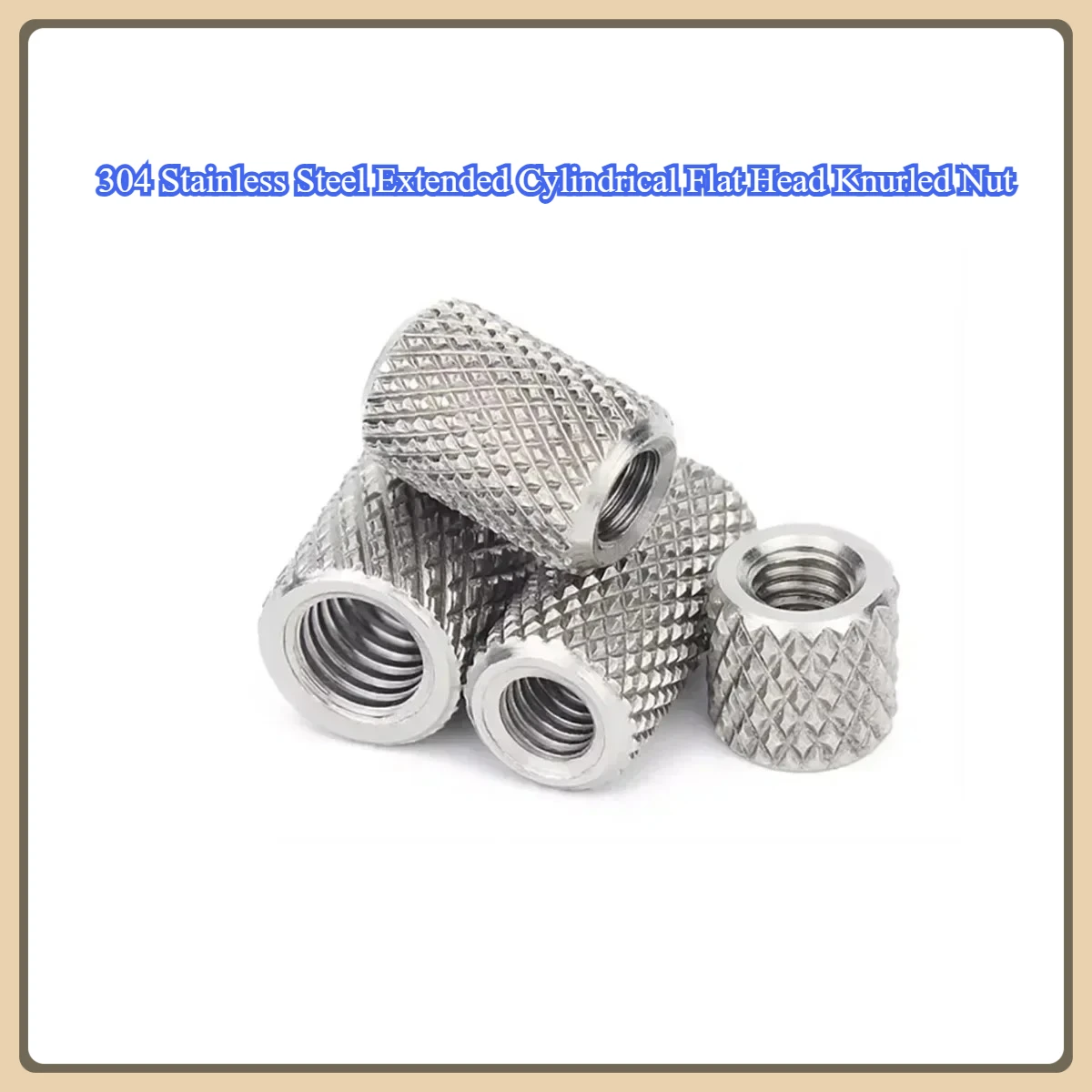 

304 Stainless Steel Extended Cylindrical Flat Head Knurled Nut / Hand Twisted Nut M3M4M5M6M8M10M12M16