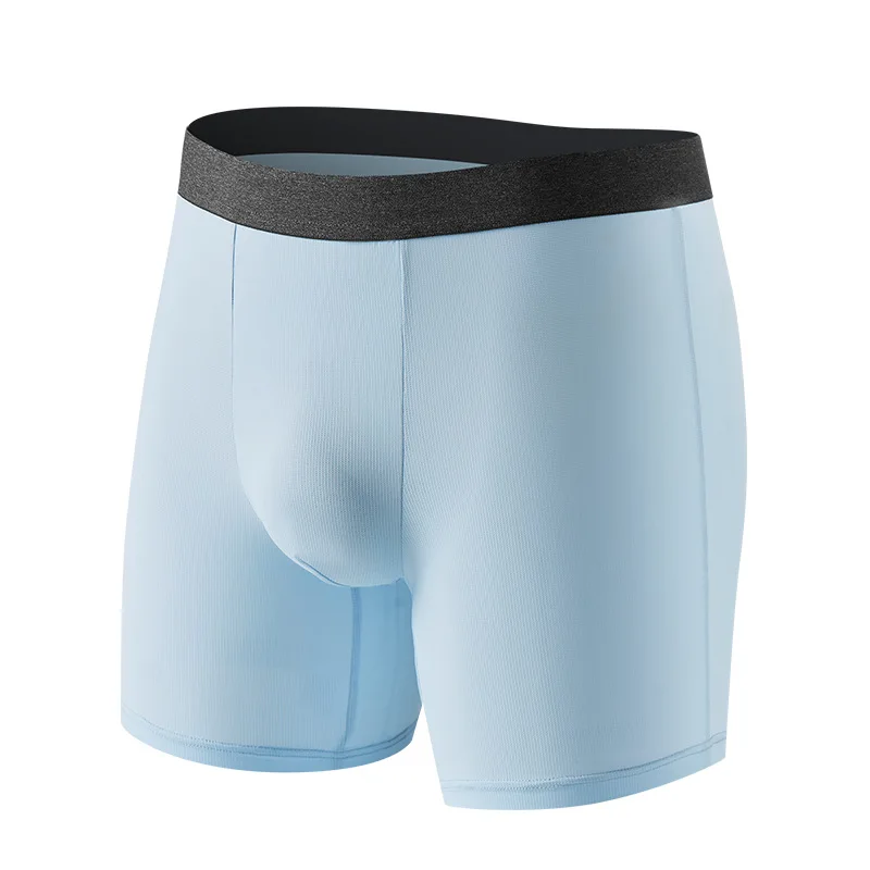 Boxers For Men Extended Anti-Wear Legs Summer Ice Silk Panties Quick-Drying Breathable Underwear Soft Elastic Bulge Pouch Boxer