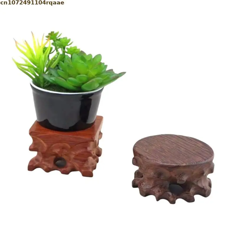 Wooden Coffee Tea Sets Pedestal Standing Flower Base Figurines Vase Flower Pot Sorting Table Bonsai Plant Shelf Display Stand