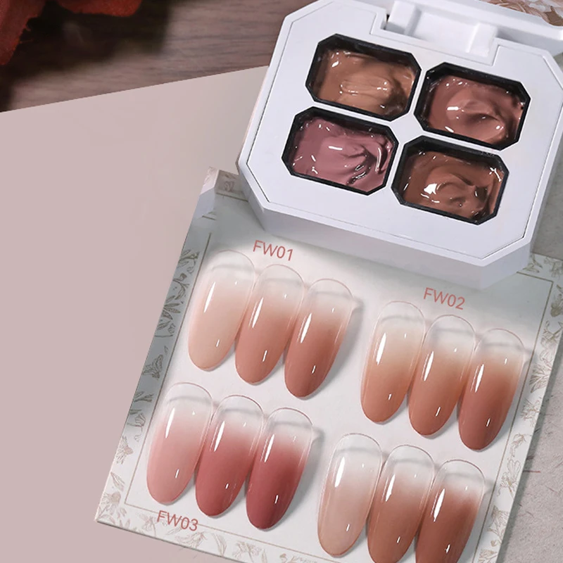 4 cores nude pintura gel desenho gel paleta francês unha polonês gel uv salão de beleza holográfica manicure ferramenta da arte do prego
