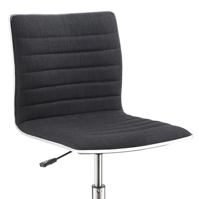 Black and Chrome Armless Office Chair with Casters On-Site