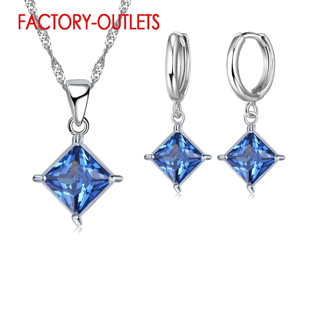 Genuine 925 Sterling Silver Bridal Jewelry Sets Fashion Jewelry CZ Crystal Pave Setting  Women Girls Engagement Anniversary