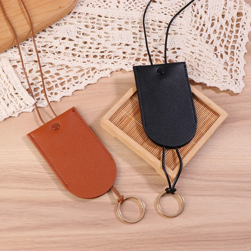 Mini Neck Bag Feito de couro genuíno, com um retro e minimalista Design Access Control Card Bag com chave