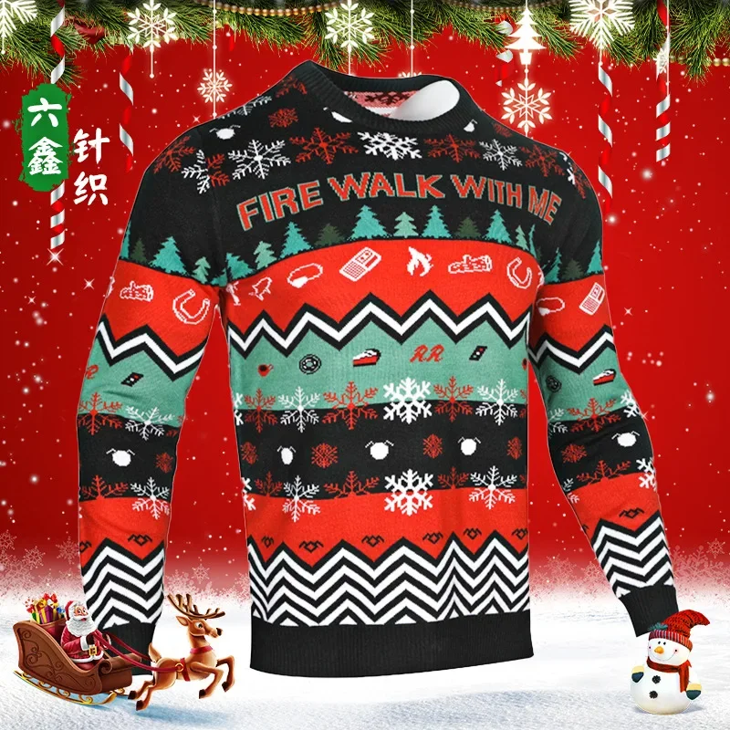 

men's clothing knitwear sweater Christmas men's pullover long sleeved round neck Christmas sweater