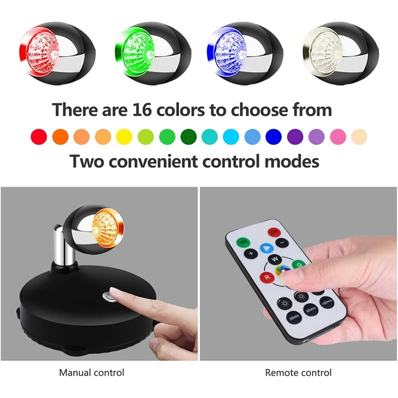 Wireless Spotlight Battery Operated Accent Lights,Dimmable LED Spotlights With Remote Rotatable Wall Light (4 Pack)