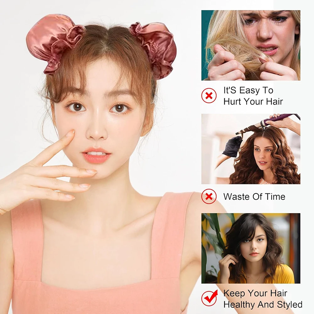 مجموعة مكونة من 6 قطع من أدوات تجعيد الشعر بدون حرارة، مجموعة تجعيد الشعر بدون حرارة من الساتان، عصابة رأس لتجعيد الشعر بدون حرارة، عصابة رأس لتجعيد الليل #4
