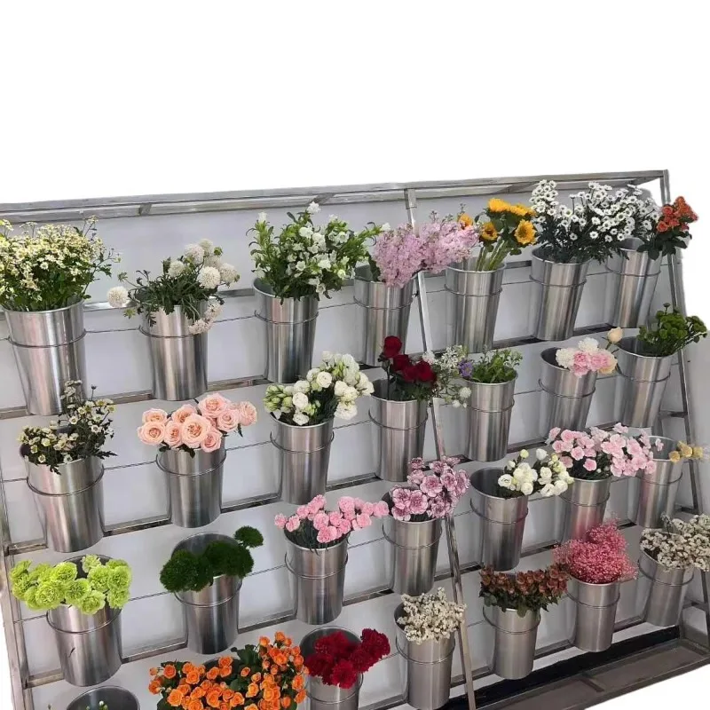 

Flower shop stainless steel multi-layer ladder flower bucket rack festival wedding shopping mall ornament thickened display