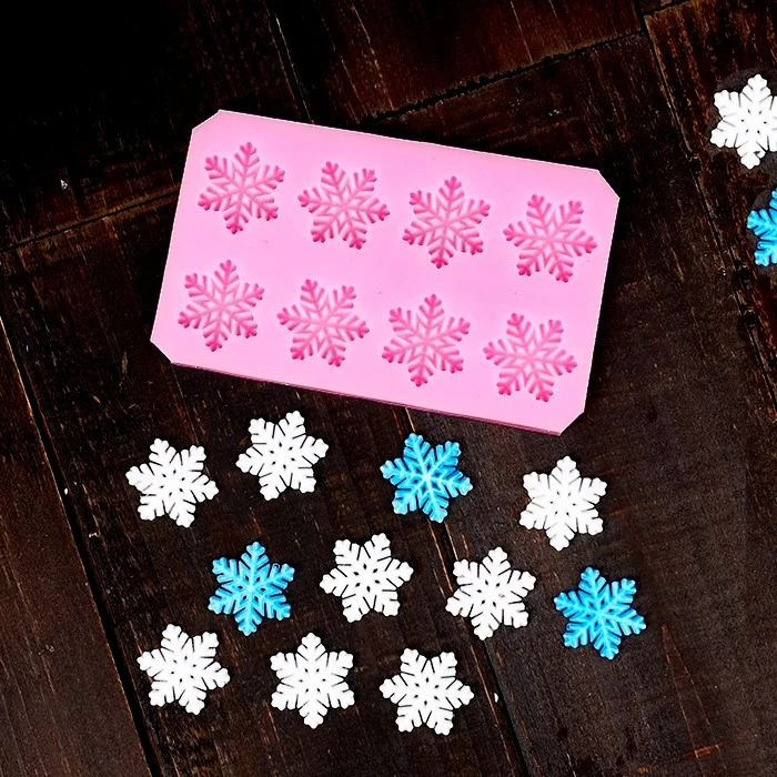 Christmas Snowflake Molds Silicone Fondant Food Grade Silicone Cake Chocolate Mould Baking Tools Christmas Decorating Tools