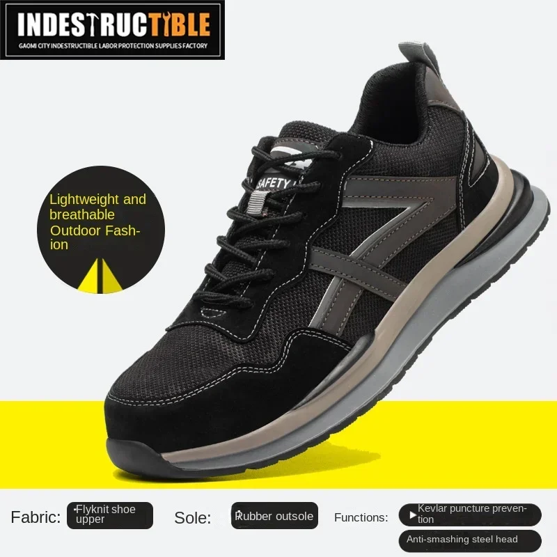 New Type of Labor Protection Shoes Anti - Hit Anti - Puncture Summer Mesh Surface Breathable Protective Shoes Safety Work Shoes