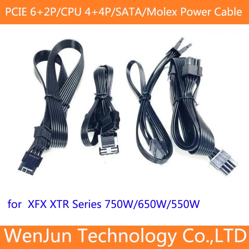 Cabo de Alimentação para CPU, PCIe 6 + 2Pin, 8Pin, 3 SATA, 3 IDE, XFX, XTR, 550W, 650W, 750W, 850W, XTS, 520W, 1000W