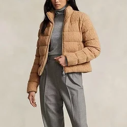 Women's Wool Knitted Breadcoat,White Duck Down Suit Down Jacket,Fashion Warm Jacket Coat,High Quality,Winter,New,2024,y2k