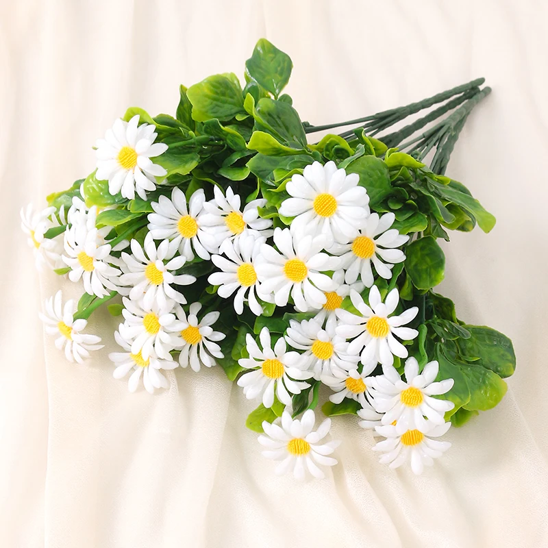 33cm Kunstbloemen Madeliefjes UV-bestendig Kleurvast Plastic Planten Thuis Bruiloft Windows Outdoor Decor DIY Kunstbloemen