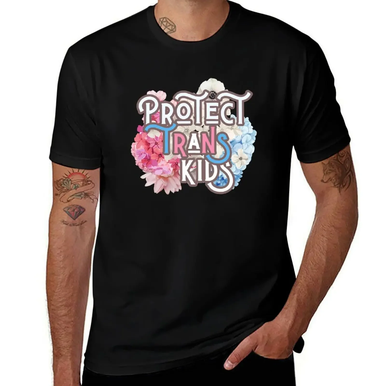 

Protect Trans Kids Flowers T-Shirt tees anime clothes oversize t-shirts man heavyweights oversized t shirts for men