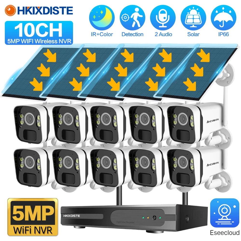 kit exterior sem fio nvr com wi fi cctv alimentado por bateria solar vigilancia por video visao noturna colorida sistema nvr audio 4mp canais 4mp 01