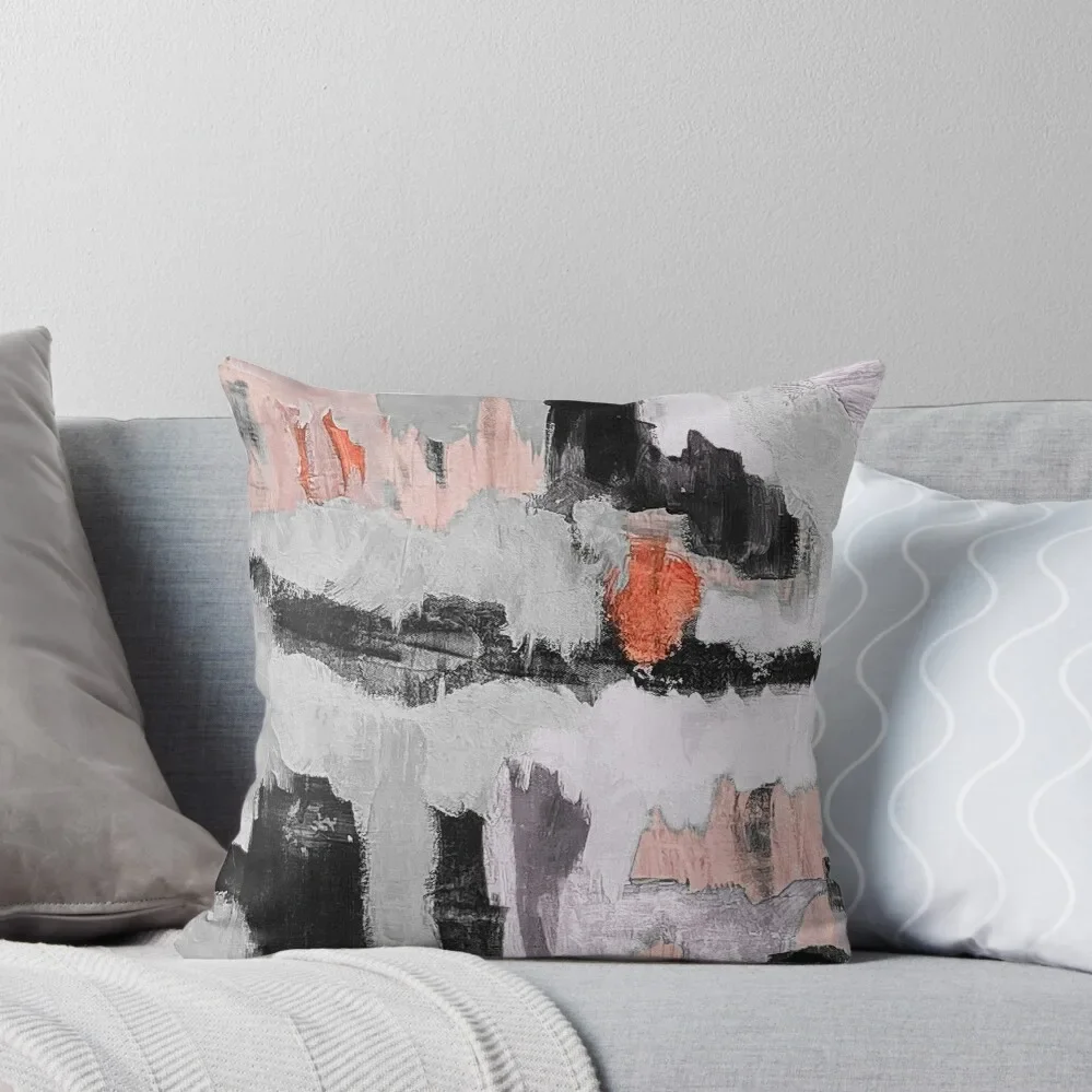 Transitional grey grey peach black abstract Throw Pillow Sofa Cushion luxury decor Plaid Sofa pillow