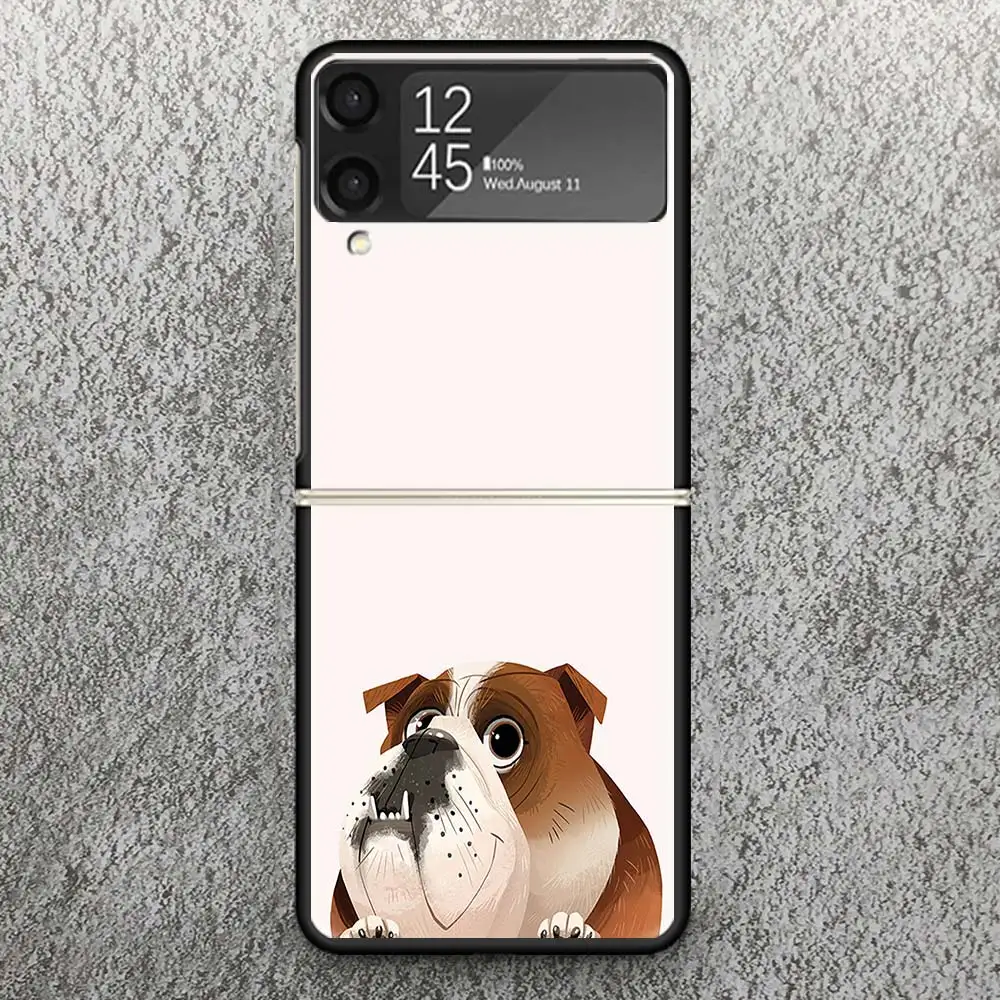 Pug Dog French Bulldog Print Case For Samsung Galaxy Z Flip 3 4 5 6 5G Phone Shell ZFlip6 Flip5 Flip4 Flip3 Pattern Black Hard C