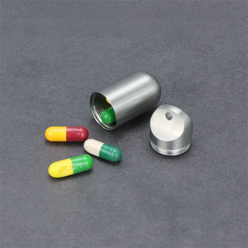 1Pcs Portable Waterproof Metal Capsule Box Mini Medicine Holder Stainless Steel Pill Case Mini Pill Holder EDC Tool Seal Bottle