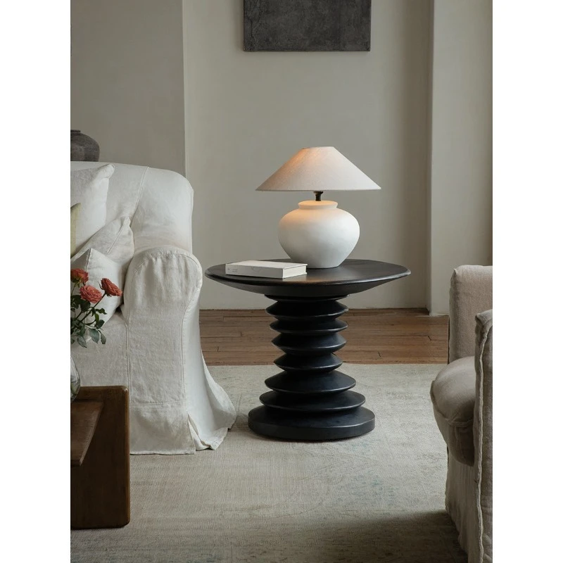 

Medieval wabi-sabi wind all solid wood designer creative sofa round side few B & B hotel living room side table