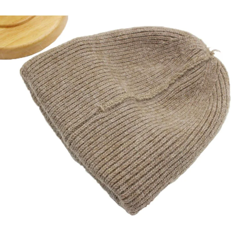 HATZZI Rabbit Fur Beanies Soft Warm for Women Angora Knitted Hat gorros de invierno mujer