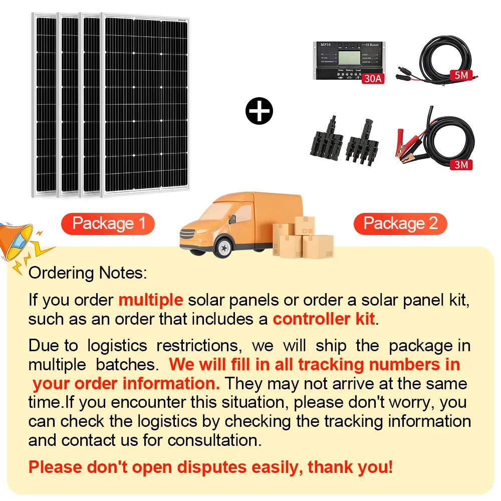 Dokio-conjunto de painel solar rígido impermeável, controlador para carga doméstica, bateria de carro, monocristalino, China, novo, 18V, 100W, 200W,