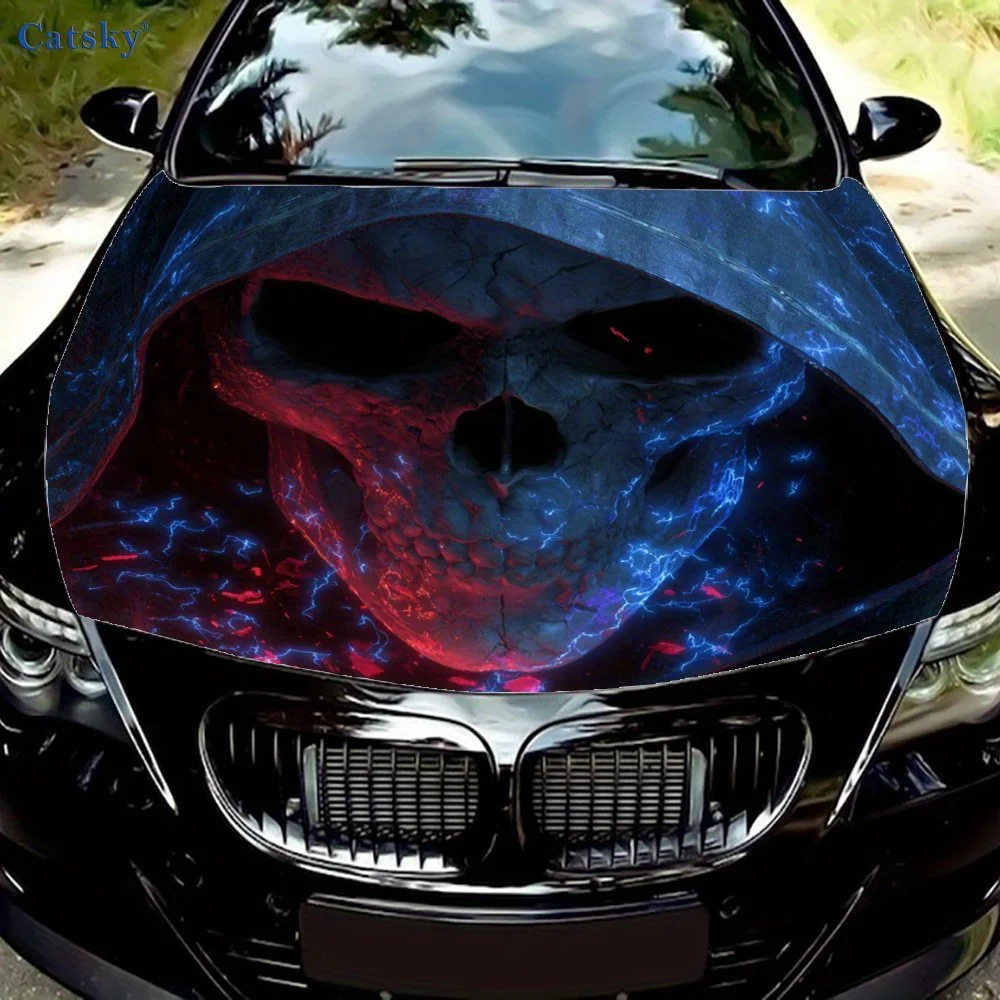 

Gothic Lightning Skeleton Car Engine Hood Vinyl Sticker Wrapped With Vinyl Film Engine Hood Decal Sticker Car Engine Hood Protec