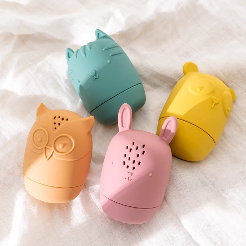 Baby Shower Cartoon Animal Toys Baby Shower Toys Distraction Floating Silicone Bath Toys Drip Soft Silicone Bath Toys