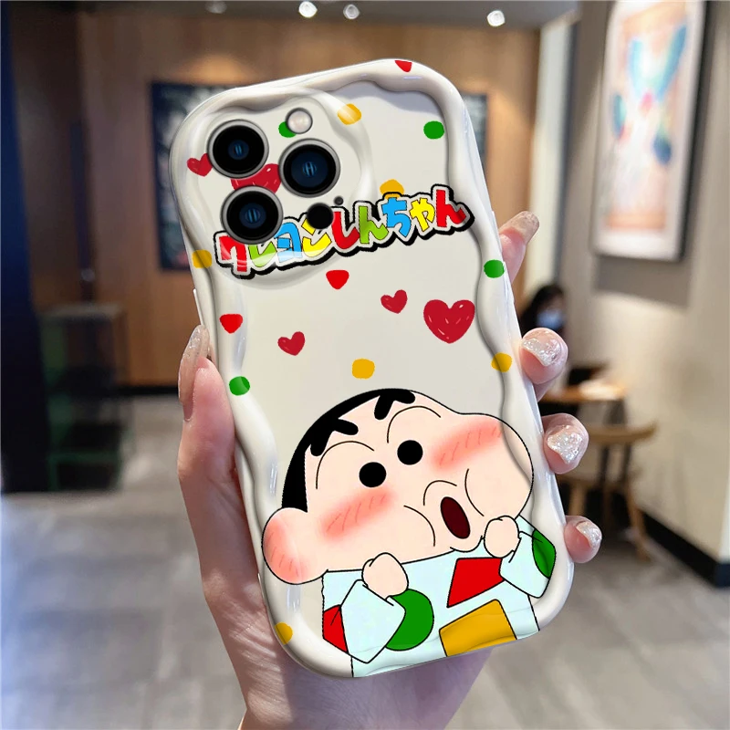 Cartoon C-Crayones S-Shins-chanes For Apple iPhone 15 14 13 12 11 XS XR X Pro Max Plus Wave Oil Funda Phone Case