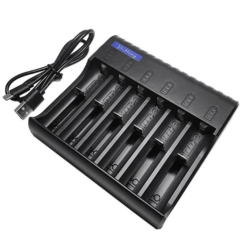 OIIRGO-6 slot carregador de bateria elétrica inteligente indicador led carregador usb casa aa/aaa nimh/nicd carregador de bateria recarregável
