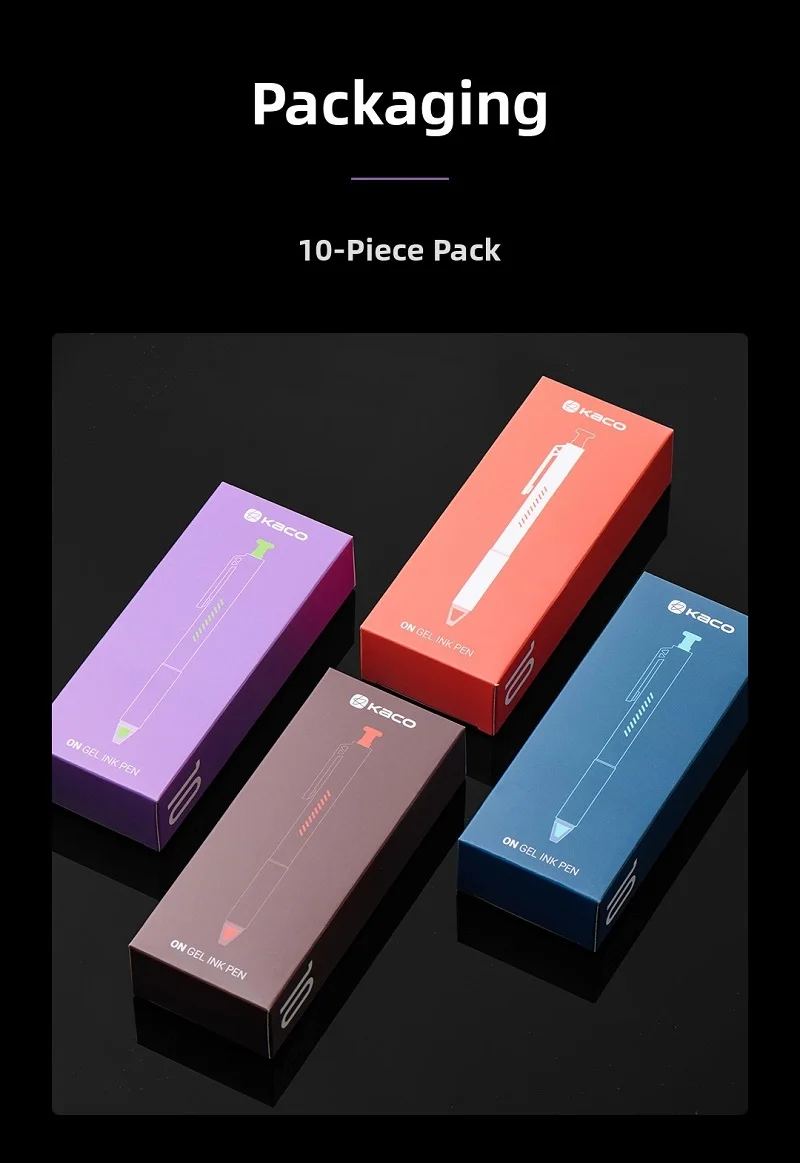 

New KACO ON Press Gel Ink Pen ZeroShake 0.5mm Stable Writing Center of Gravity Slip-resistant Breathable Stationery Charging Pen