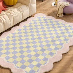 Nordic Style Soft and Comfortable Living Room Carpet Home Irregular Checkered Carpets Cloakroom Study Decorative Rug
