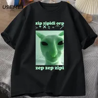 Funny Alien Cat Dank Meme T Shirt forWomen Brainrot T-shirt Stupid Cringe Tshirt Harajuku  Oversized Tees