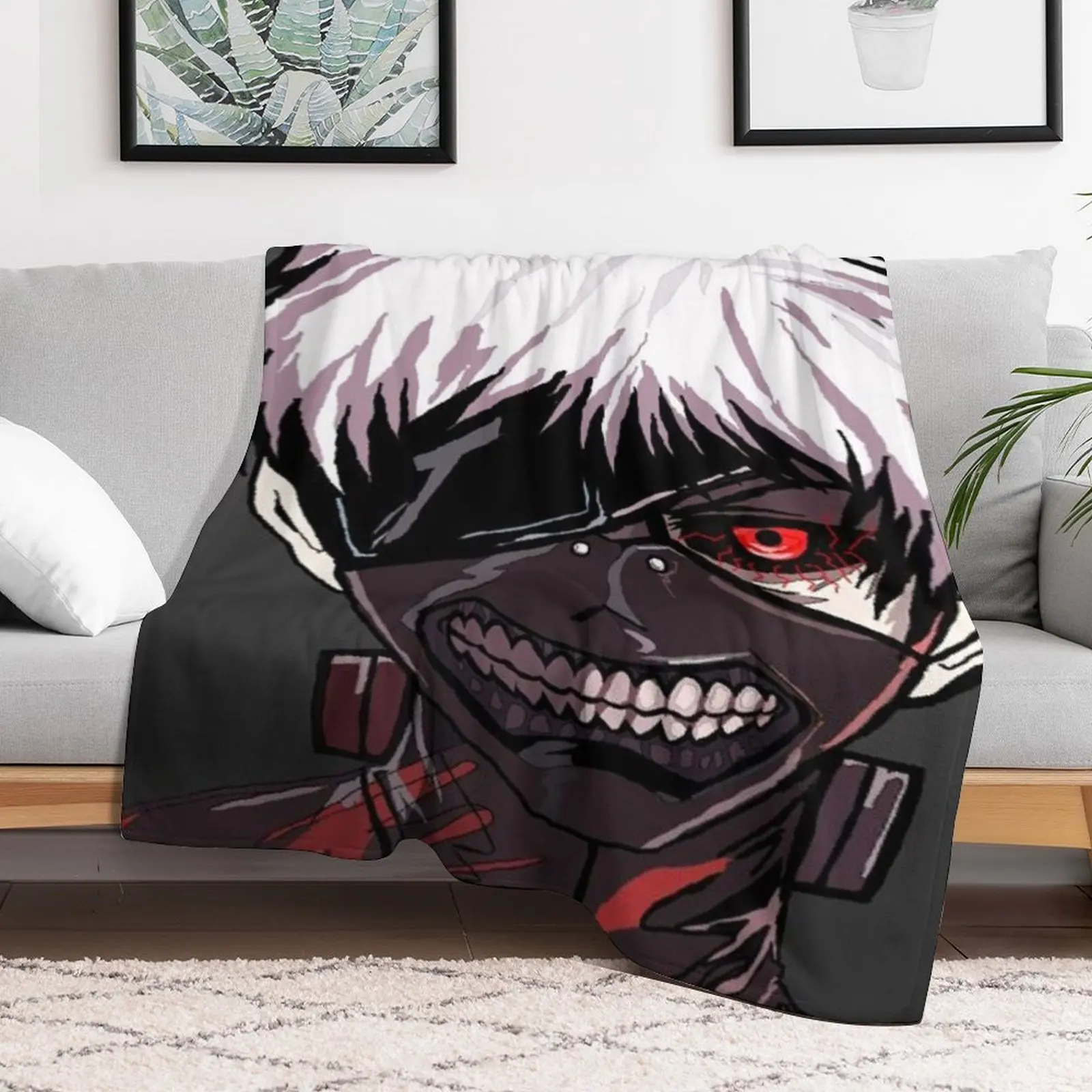 Ken Kaneki Digital Throw Blanket halloween Flannel Fabric Travel For Decorative Sofa Blankets