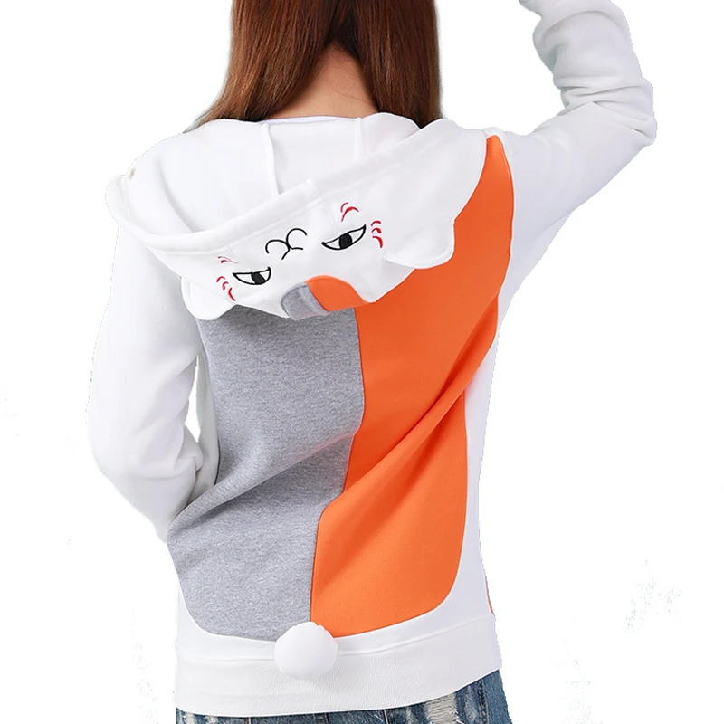 Anime Natsume Yuujinchou Nyanko Sensei Cat Cosplay Giacca con cappuccio Bianco/Nero Cappotto con cappuccio Costume per donna Ragazza Felpa