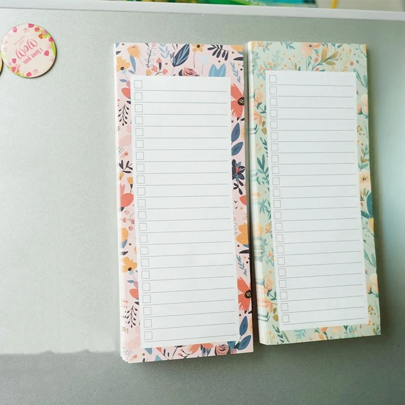 1pc Floral Pattern Magnetic Fridge Notepad, Portable Tear-off Magnetic Memo Pad, Shopping List, Home Kitchen Office Planner