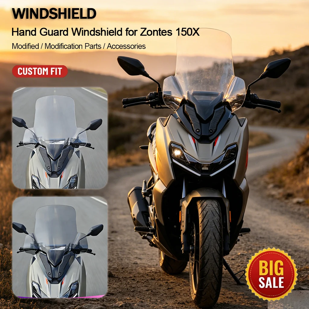 Applicable for Zontes 150X Modified Hand Guard Windshield Front Windshield Large Windshield Motorcycle Modification Parts