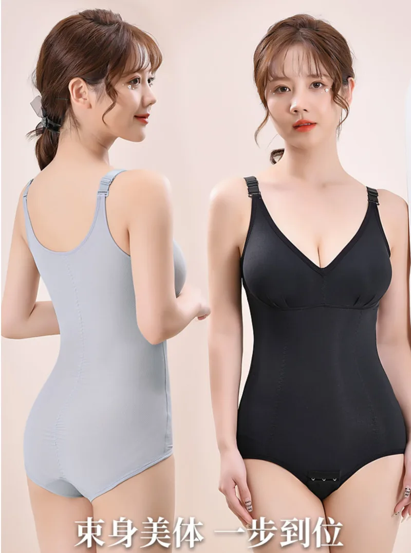 Autumn Winter Plush Thick Sexy Belt Bra One-piece Body Shaping Clothes With Waistband Body Shaping Belly Plus Size Bodysuit