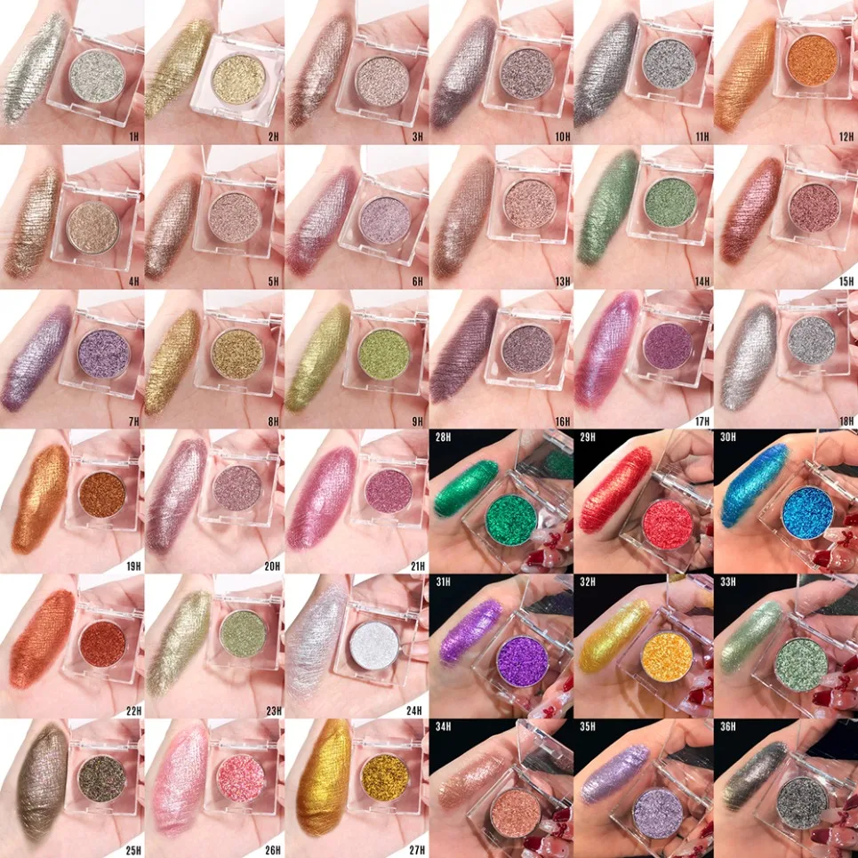 Sombra óptica camaleão de alto brilho diamante marca própria maquiagem vegana atacado logotipo personalizado paleta de glitter