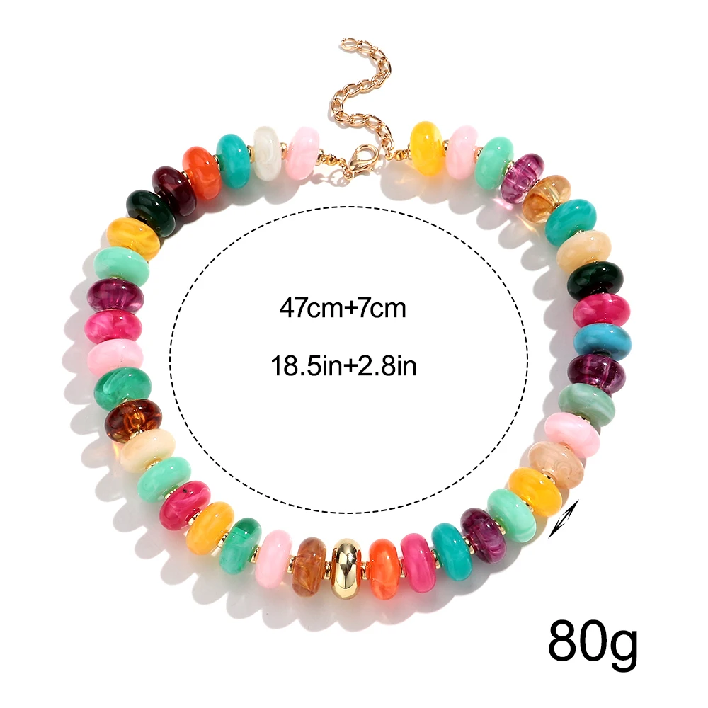 Boho Colorful Acrylic Geometric Abacus Bead Collar Necklaces New Flat Round Beads Choker Necklace 2026 Trendy Jewelry Gift