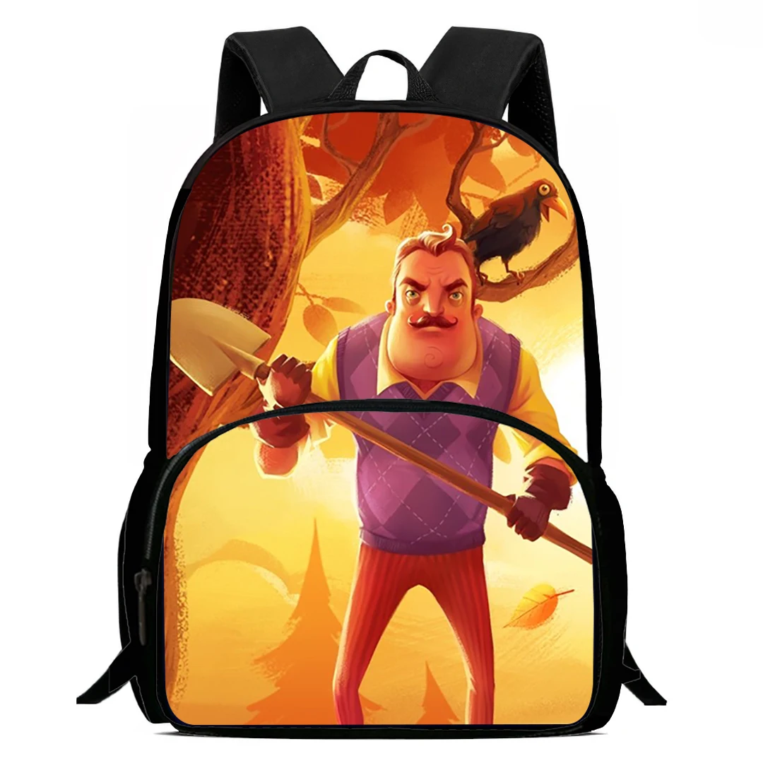 15 بوصة على ظهره الكرتون حقيبة مدرسية لعبة مرحبا N-الجيران 2 أنيمي على ظهره تفتيح سستة كتاب أكياس للبنين بنات أفضل هدية #1