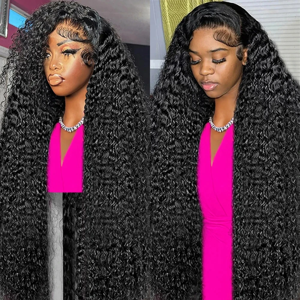 

200% Density Long Curly 13x4 Transparent Lace Frontal Wigs Brazilian Pre Plucked With Baby Hair 40 Inches 13x6 Lace Front Wig