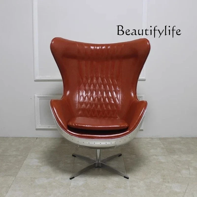 

retro computer, designer eggshell chair, industrial wind sofa chair 1001 American style, leather aluminum eggs