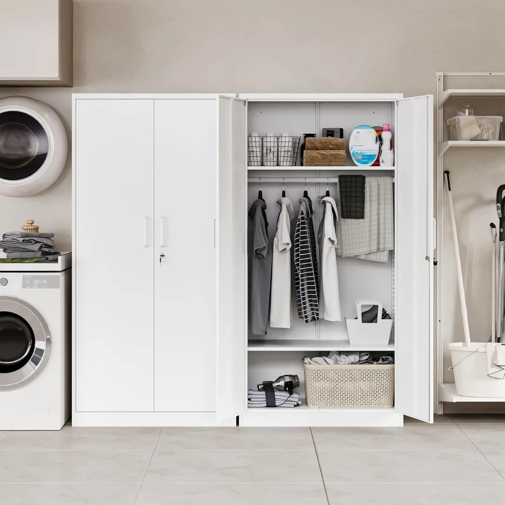 خزائن خزانة ملابس معدنية من Letaya مع قفل، خزائن تخزين 72 × 36 × 18 للمنزل، قسم الإطفاء، المدرسة، والمزيد #4