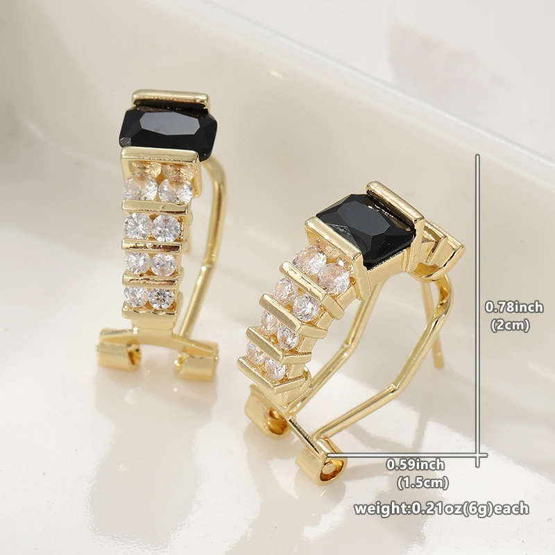 Ethnische Goldfarben Damen-Ohrringe Vintage-Design Metall mit Eingelegtem Schwarz-Weißem Zirkon Creolen für Frauen – Detail 5
