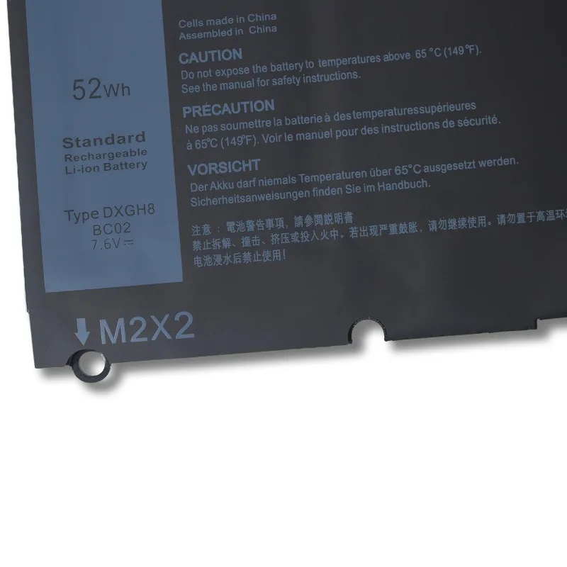 DXGH8 52wh 6200mAh 7.6V Battery for Dell XPS 9370 9380 5390 DXGH8 P82G Laptop Battery Hot Sale - Image 4